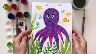 Как нарисовать осьминога. Рисуем осьминога. Осьминог рисуем. Урок рисования. Drawing octopus.