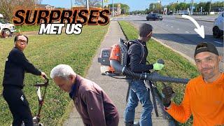 Avoiding FIREFIGHTERS & AMBULANCE plus UNFORGETTABLE SURPRISE from Midlife Stockman mowing sidewalk