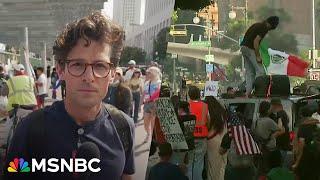 NBC's Jacob Soboroff reports from the Los Angeles protests as law enforcement fires flash bangs