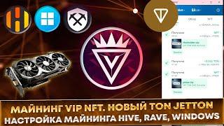  Майнинг VIP NFT. НОВЫЙ TON JETTON. Настройка майнинга на Hive OS, Rave OS, Windows