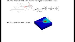 ABAQUS DFLUX moving 3D Gaussian heat source on a linear path (FORTRAN CODE)