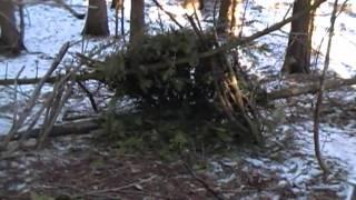 How to make a 100% natural survival shelter w\ time lapse (HD)