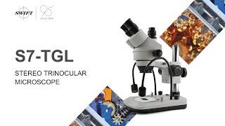 SWIFT S7-TGL 7x-45x Trinocular Zoom Stereo Microscope Upper and Transmitted  dual-gooseneck LED