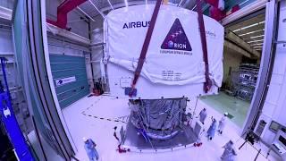 European Service Module ESM-3 for Artemis moon mission packaged for traveling to Florida - timelapse