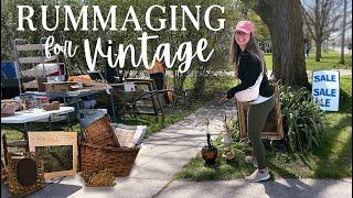 RUMMAGING FOR VINTAGE (Come Garage Sailing with Us)! Yard Sales Full of Vintage Home Decor & My Haul