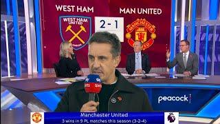 "Gary Neville's Fiery Reactions: West Ham Vs Man Utd 2-1| Ten Hag Under Pressure!"