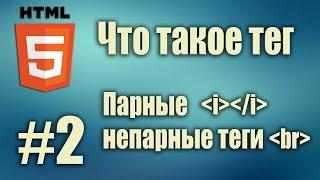 HTML что такое тег. Парные, непарные теги. Тег i. Тег br. HTML5 для начинающих. Урок#2