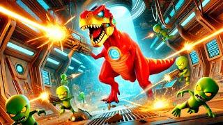 Iron Man Dinosaur Battles Aliens to Save Jurassic Dinosaurs - Epic Transformation Adventure!