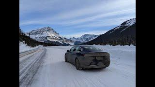 Tesla Model 3 | Winter 2022 drive from Prince George, BC to Jasper, AB to Canmore, AB