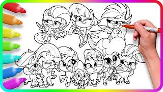 Coloring Pages MY LITTLE PONY - Cute Ponies / How to color My Little Pony. Easy Drawing Tutorial Art