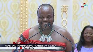 His Majesty King Mswati III preaching at the year end thanks giving prayer service