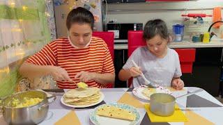 Tatar kystyby with potatoes Real National Dish Village life Russia