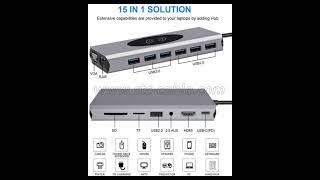 USB C Hub 14 in 1 Laptop Docking Station