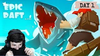 EPIC RAFT : FIGHTING SHARK ZOMBIE (UNBOXING DAY 1)