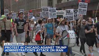 Dozens protest against Trump administration's strikes on Iranian nuclear sites at Federal Plaza