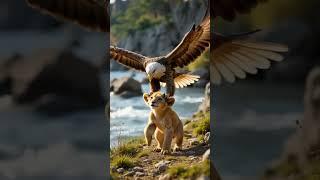 Lion Cub’s Last Hope: The Eagle’s Deadly Pursuit #animals #wildlife #shorts #eagle