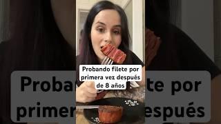 Probando filete por primera vez después de 8 años  #shorts #vegan