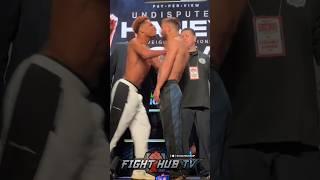 HEATED DEVIN HANEY PUSHES VASILIY LOMACHENKO DURING INTENSE WEIGH IN!