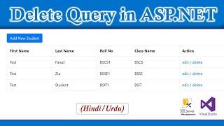 Delete Query | Delete Record From the table list in ASP.NET | Urdu/Hindi | C#.net | Class-37 | EAD