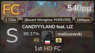 7.4⭐maliszewski | tofubeats - CANDYYYLAND ft. LIZ [Boxart Wongline: FOREVER]+HD 98.37% FC #1 | 540pp