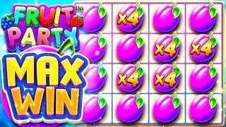 HE HIT THE RARE BASE GAME FRUIT PARTY MAX WIN!