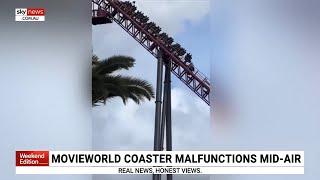 Movie World rollercoaster malfunctions mid-air