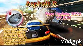 Asphalt 8 Mod Apk 7.6.0i Unlimited Money Unlocked Car 2024 Update!