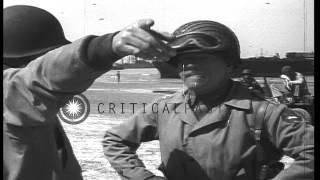 General J Lawton Collins and General Barton at Red Beach. HD Stock Footage