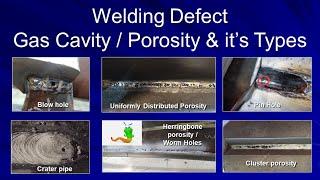 Welding Defect - Porosity | Types of Gas Cavity | Herringbone/Worm Hole Porosity | Causes & Remedies