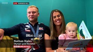 Nathan Hales (Shooter Olympian), Charlotte Kerwood And Daughter Hattie On BBC Breakfast [16.08.2024]