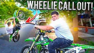 MY LITTLE BROTHER CALLS ME OUT TO A DIRT BIKE WHEELIE BATTLE ! | BRAAP VLOGS