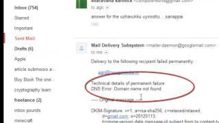 DNS Error: Domain Name not Found. Delivery to the following recipient failed permanently Gmail