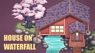 House on Waterfall - Pixel Art Timelapse