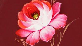 #5 How to Paint Rose flower in Oil | Как нарисовать РОЗУ маслом. Мастер-класс по Жостовской росписи