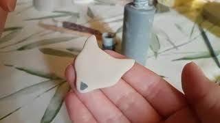 Arctic Fox. How I make my porcelain animal brooches.