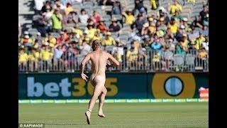 What happened when streaker Interrupts Aus vs Eng match in perth 2018