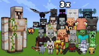 Iron Golem vs 3x All Minecraft Mobs - Minecraft Mob Battle