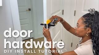 upgrade your doors with all new hardware! | DIY door knob, hinge, & doorstop install tutorial!