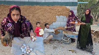 Kamaldin Plasters the Cottage Walls as Leila and Mohtaram Prepare for Hatching 