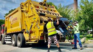 Garbage Truck VS. A Grill and Lawnmower