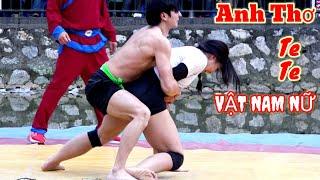 Vật Nam Nữ, hội làng Quan Âm Bắc Hồng, Men and Women wrestling is extremely fun.