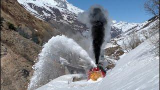 DFB Dampfschneeschleuder R12 im Frühlingsschnee 2021, Steam snow plough in the swiss mountains!