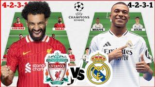  LIVERPOOL VS REAL MADRID HEAD TO HEAD POTENTIAL STARTING LINE UP  UEFA CHAMPIONS LEAGUE 2024/25