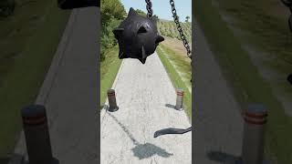 Cars Two Bollards 3 Chain flail Crash - BeamNG.Drive