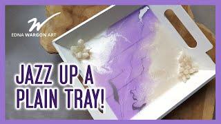 How to JAZZ UP A PLAIN TRAY with epoxy resin art and resin crystals - EASY TO DO!