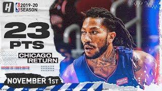 Derrick Rose RETURNS TO CHICAGO Full Highlights vs Bulls (2019.11.01) - 23 Pts, 7 Ast!