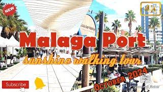 Malaga Port | sunshine walking tour | October 2024 | Costa del Sol | Spain | 4k