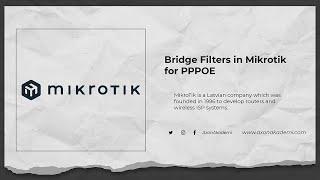 Bridge Filters in Mikrotik for PPPOE