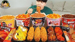 ASMR MUKBANG convenience store store, FIRE Noodle, HOT DOG, GIMBAP, Tteokbokki EATING SOUND !