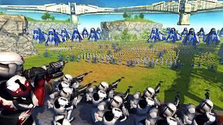 Can 100 Clone Commandos Hold WALL vs 100,000 DROID ARMY Invasion?! - Men of War: Star Wars Mod